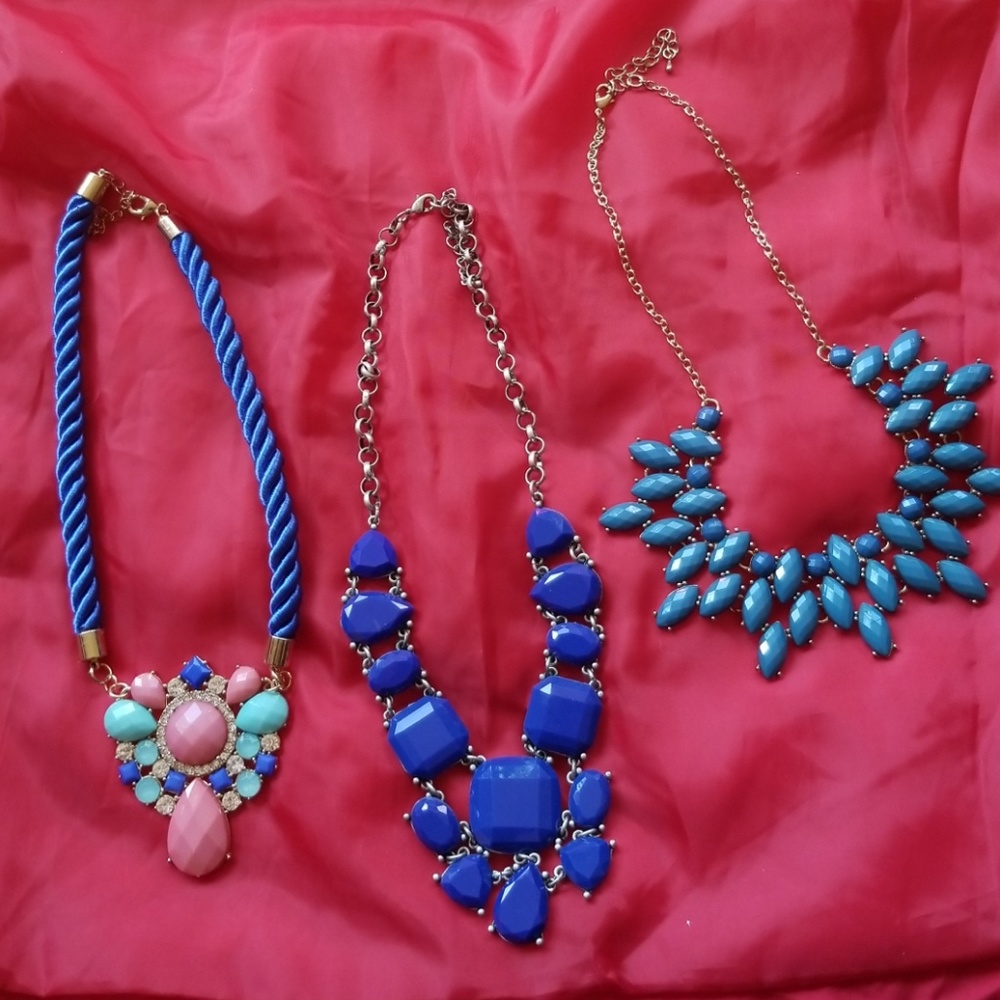 Trio of blue necklaces